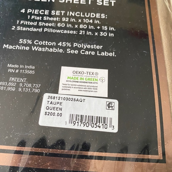 Sullivan 1400 thread count Queen sheet set NEW - Picture 3 of 4